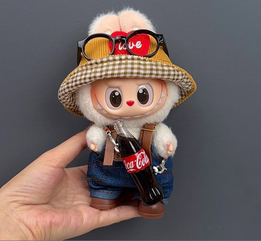 New labubu doll clothes one, two and three generations of Coca-Cola doll pendant change hat overalls suit