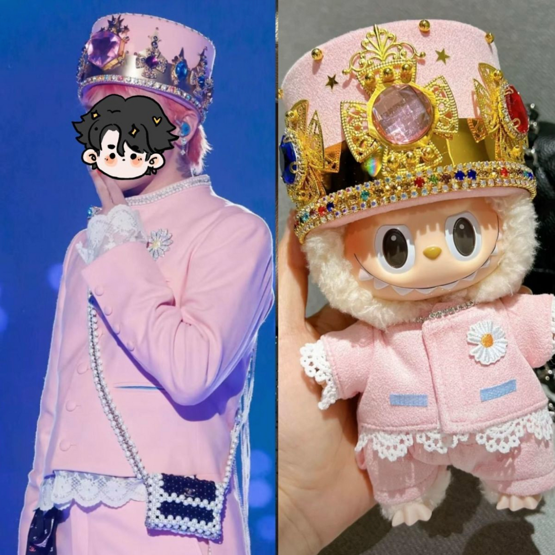 labubu G-Dragon same style 17cm baby clothes GD suit same style 123 generation high quality labubu baby clothes