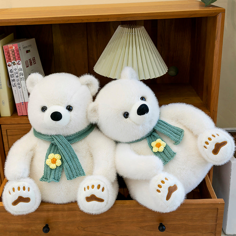 Polar bear wearing scarf - yannfairy #plush toy #doll